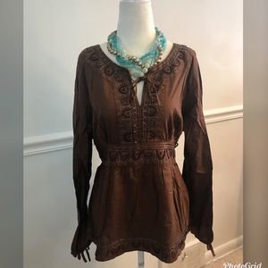 Must Have Brown lightweight embellished top